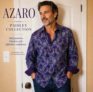Azaro Uomo Italian Collection Paisley Button Down Shirt XL